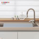 HANSSEM ESilicone Sink Water Guard 61cm Gray – Kitchen Splash Guard with Strong Suction, Flexible Heat-Resistant Faucet Barrier, No Adhesive Needed _ Made in KOREA